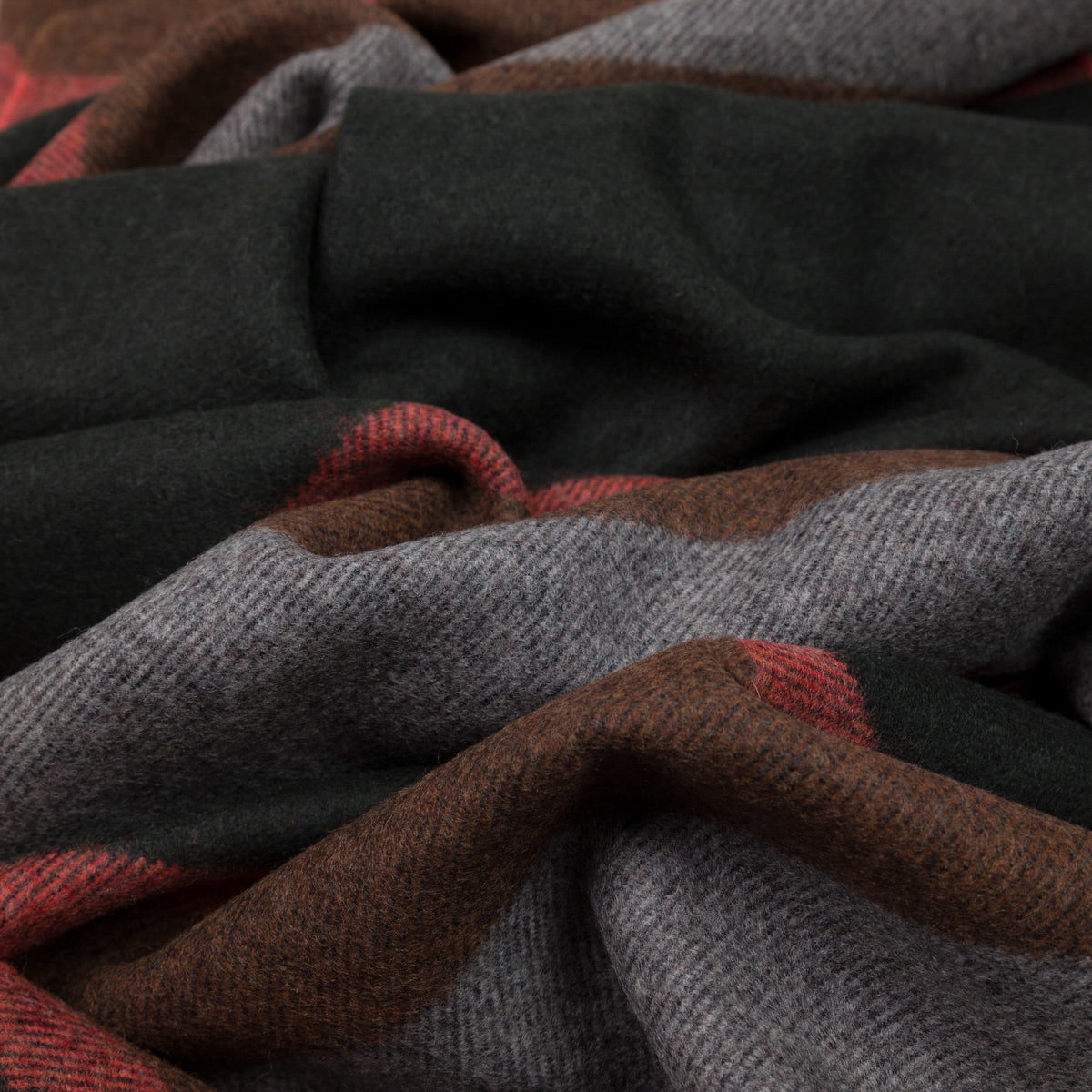 Striped Wool Scarf - Forest / Rust / Beige / Brown