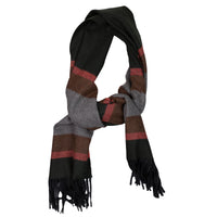 Striped Wool Scarf - Forest / Rust / Beige / Brown