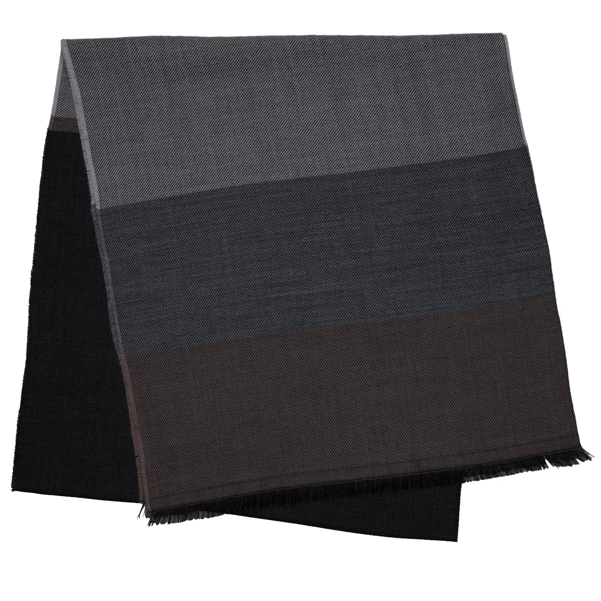 Striped Wool Scarf - Black / Grey / Beige