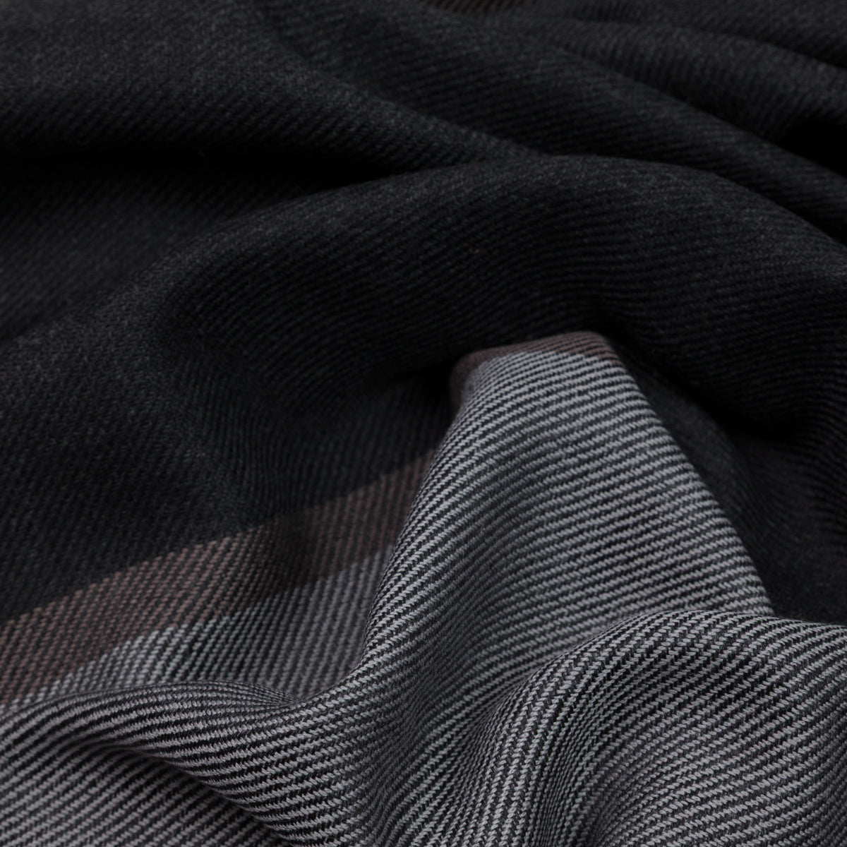 Striped Wool Scarf - Black / Grey / Beige