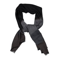 Striped Wool Scarf - Black / Grey / Beige
