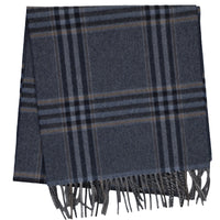 Checked Cashmere Scarf - Navy