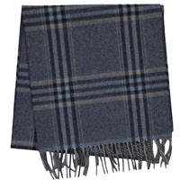 Checked Cashmere Scarf - Navy