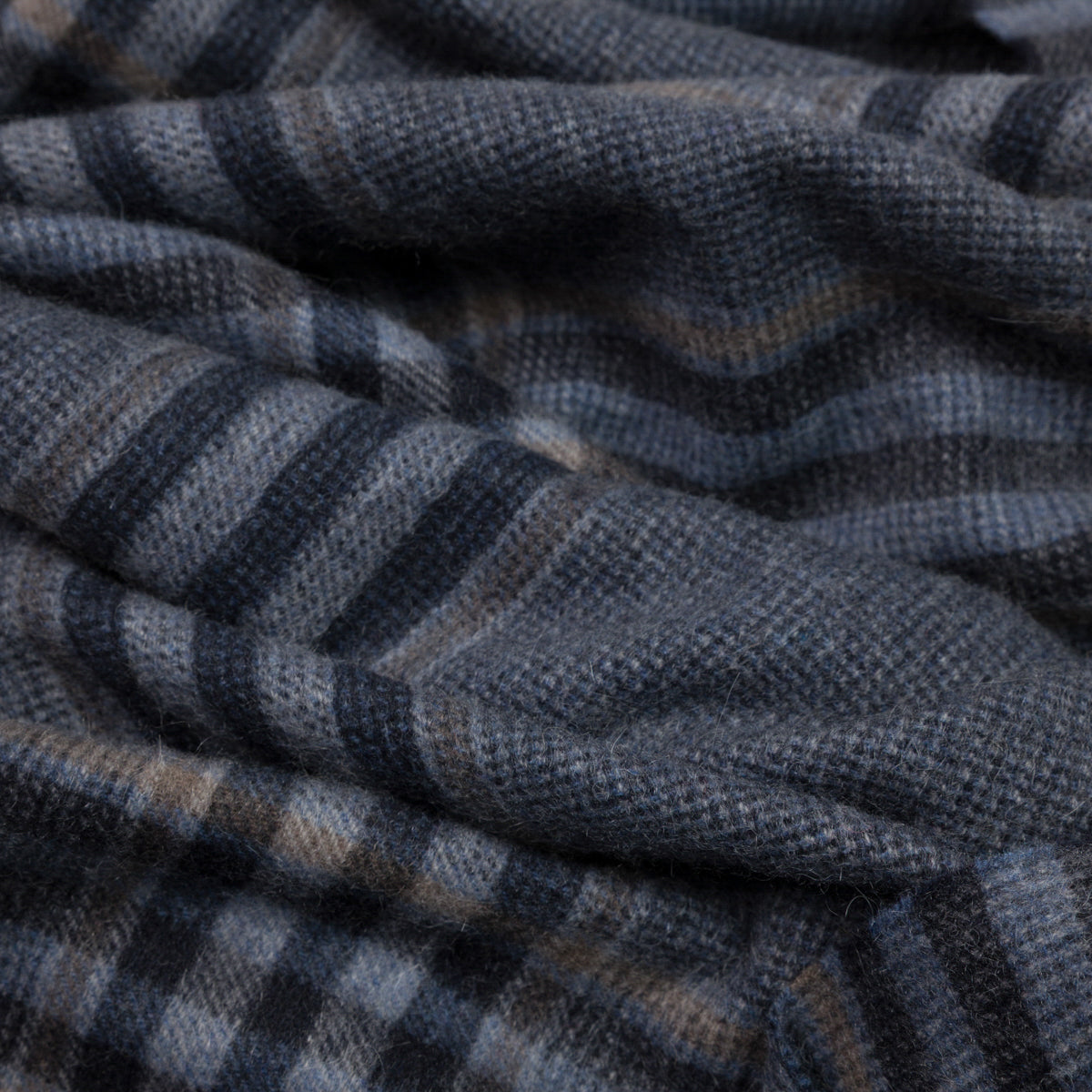 Checked Cashmere Scarf - Navy