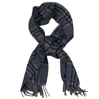 Checked Cashmere Scarf - Navy