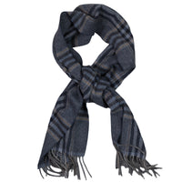 Checked Cashmere Scarf - Navy