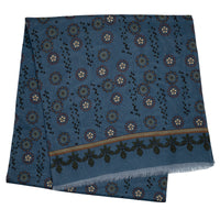 Kimono Motif Wool / Silk Scarf - Air Force Blue