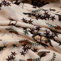 Samurai Motif Wool / Silk Scarf - Cream