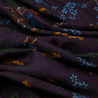 Samurai Motif Wool / Silk Scarf - Eggplant