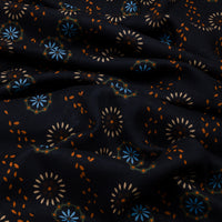 Kimono Motif Wool / Silk Scarf - Navy