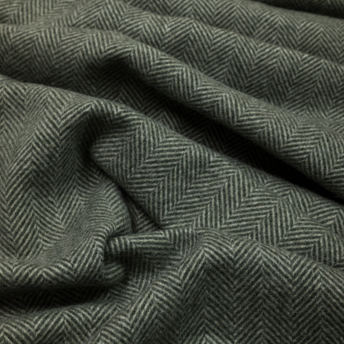 Cashmere Herringbone Scarf - Dark Olive