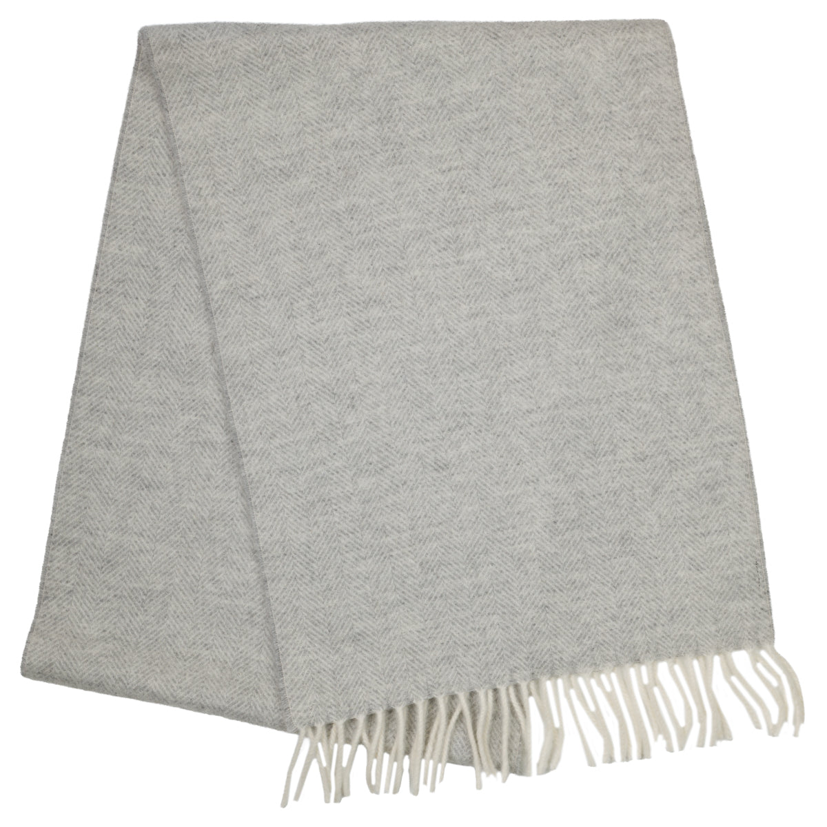 Cashmere Herringbone Scarf - Light Grey