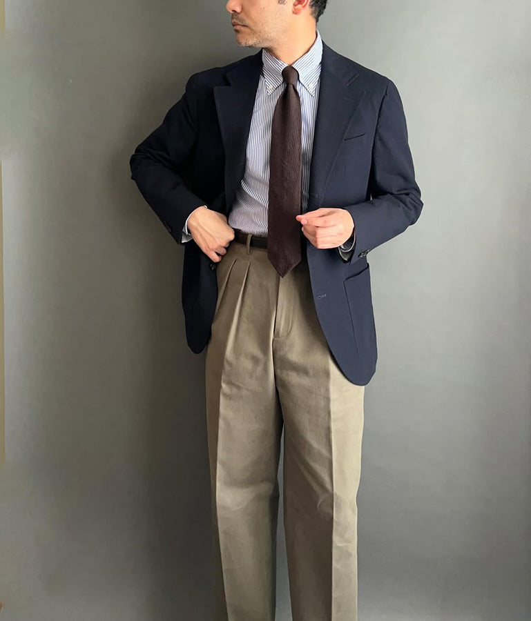 Plain Shantung Grossa Grenadine Silk Tie - Brown - Hand-Rolled