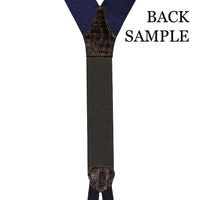 Boxcloth Braces - Navy / Brown Leather