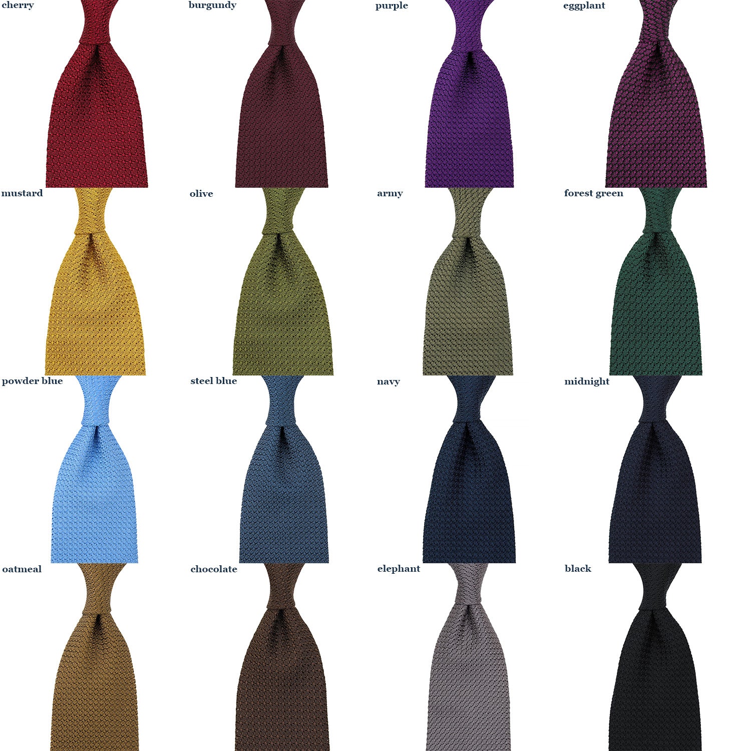 3x Plain Grenadine Ties - Colors Selectable