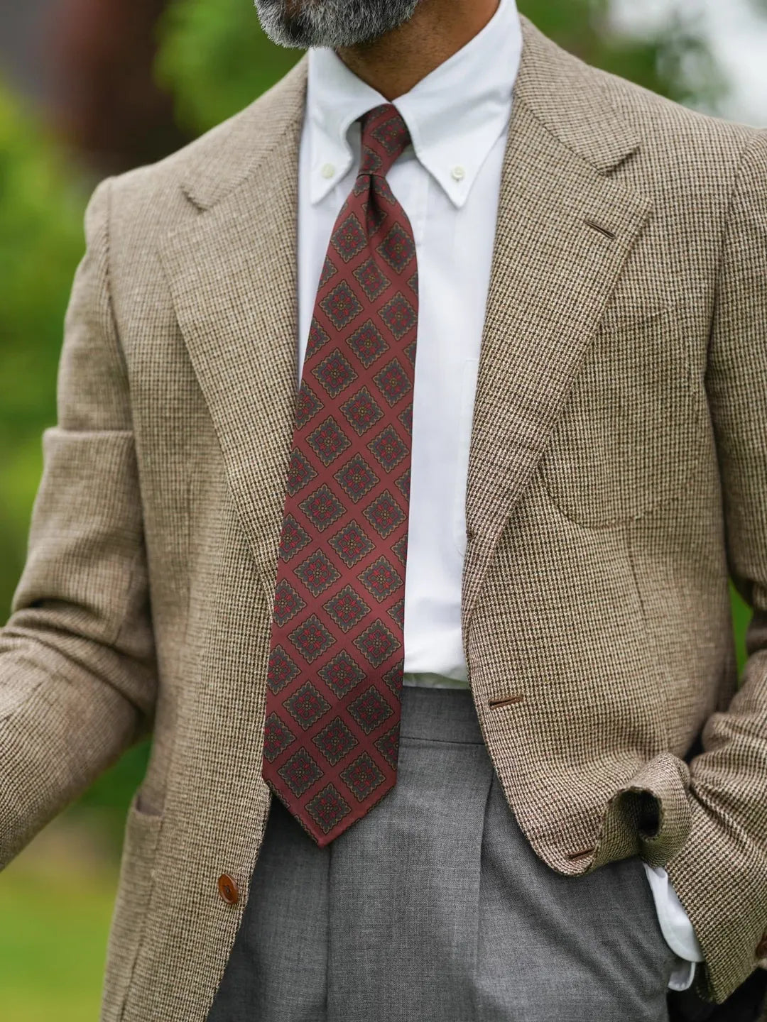 Copper Madder Silk Tie - Burgundy - Hand-Rolled