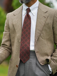 Copper Madder Silk Tie - Burgundy - Hand-Rolled