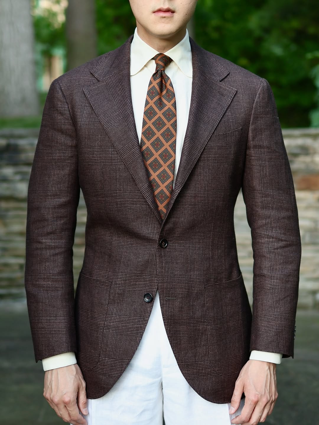 Copper Madder Silk Tie - Oatmeal - Hand-Rolled