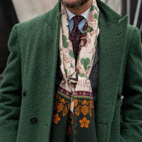 Floral Printed Silk Tie - Eggplant - Hand-Rolled