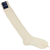 Knee Socks - Ribbed - Cream - Thick Wool