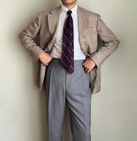 Striped Grossa Grenadine Silk Tie - Burgundy / Beige / Navy