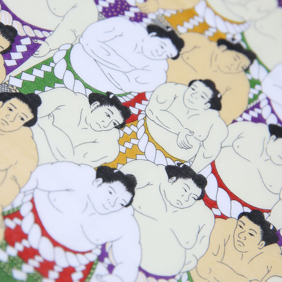 Sumo Motif Cotton Handkerchief - Pale Yellow