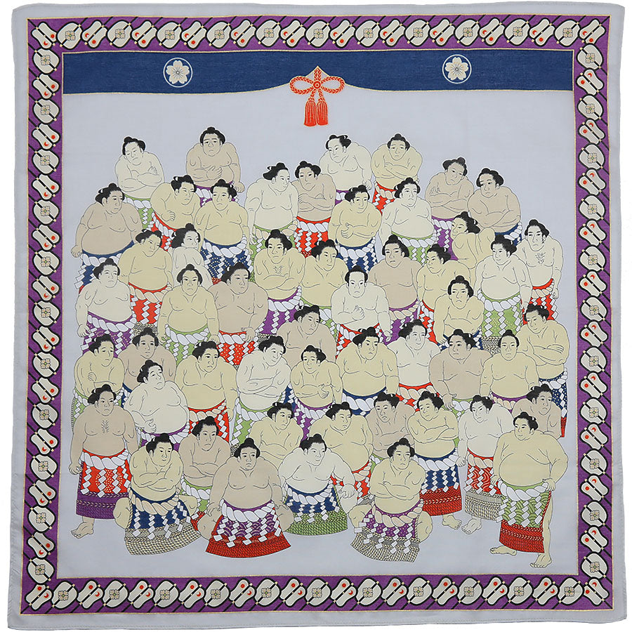 Sumo Motif Cotton Handkerchief - Purple