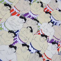 Sumo Motif Cotton Handkerchief - Purple