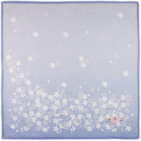 Floral Motif Cotton Handkerchief - Blue