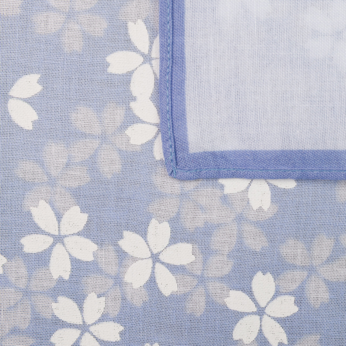Floral Motif Cotton Handkerchief - Blue