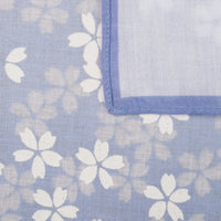 Floral Motif Cotton Handkerchief - Blue
