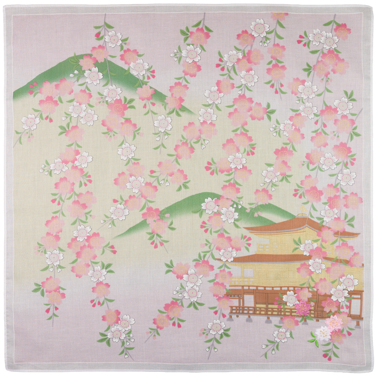 Floral Motif Cotton Handkerchief - Pink