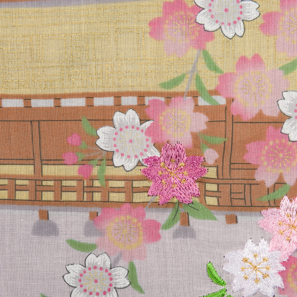 Floral Motif Cotton Handkerchief - Pink