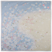 Floral Motif Cotton Handkerchief - Sky