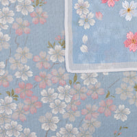 Floral Motif Cotton Handkerchief - Sky