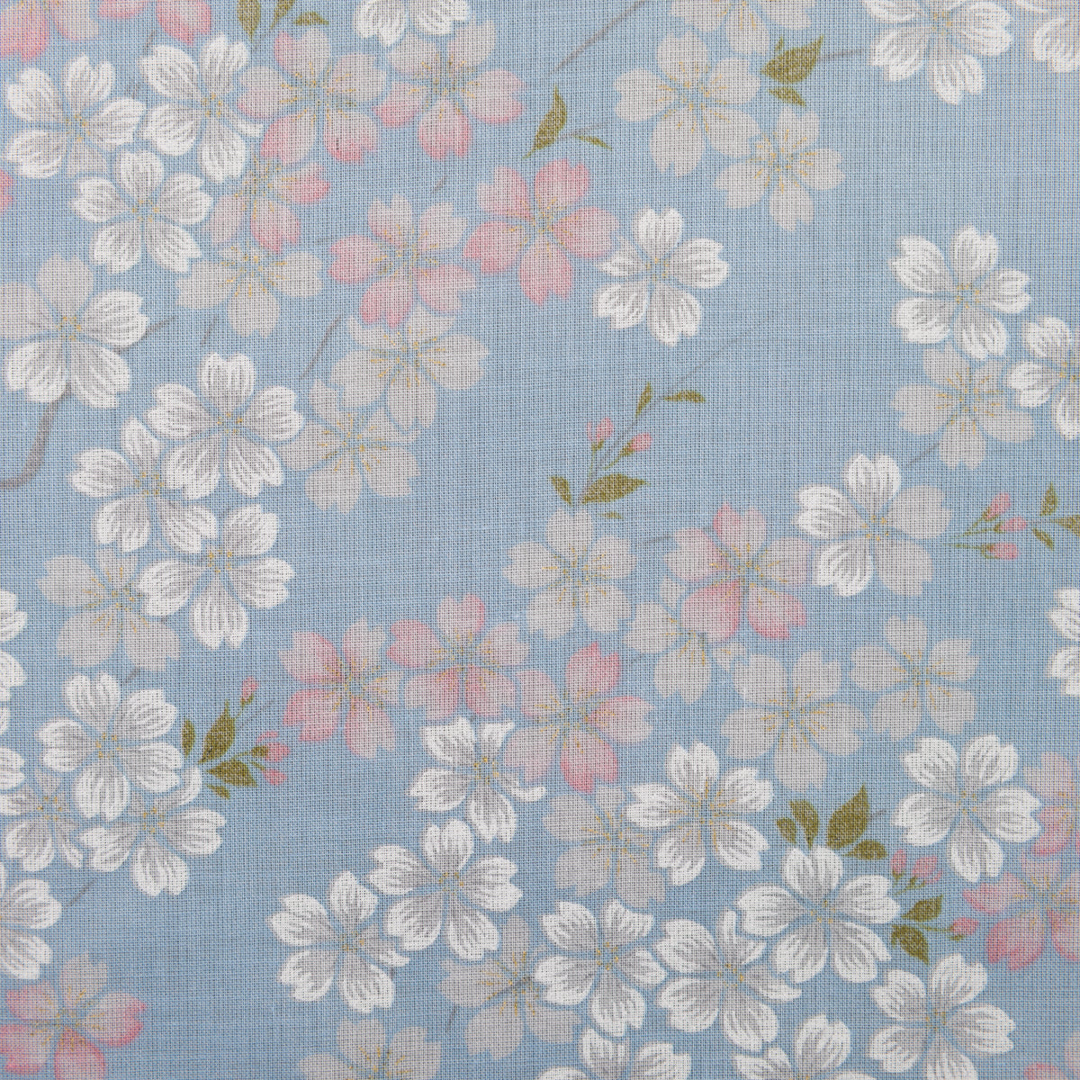 Floral Motif Cotton Handkerchief - Sky