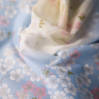 Floral Motif Cotton Handkerchief - Sky