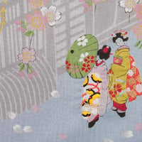 Floral Motif Cotton Handkerchief - Sky / Pink