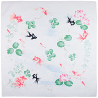 Fish Motif Cotton Handkerchief - White