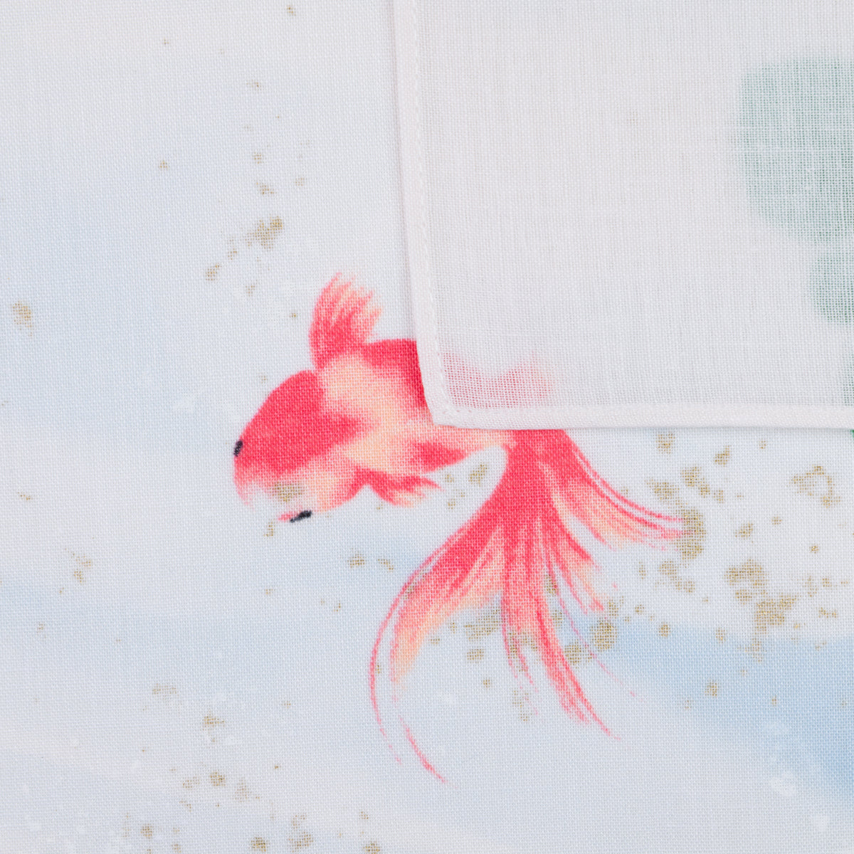 Fish Motif Cotton Handkerchief - White