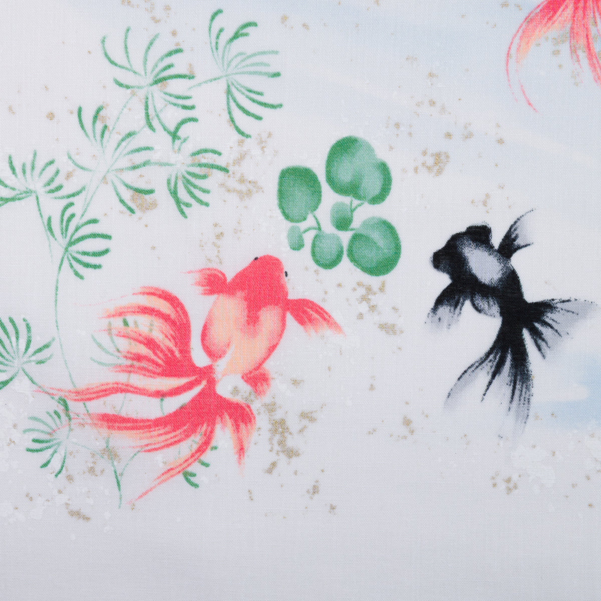 Fish Motif Cotton Handkerchief - White