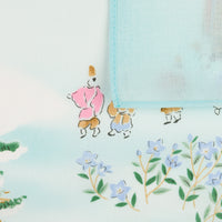 Kyoto Motif Cotton Handkerchief - Turquoise