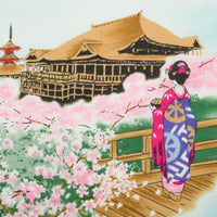 Kyoto Motif Cotton Handkerchief - Turquoise