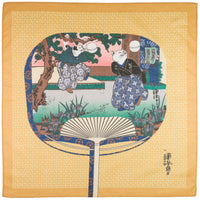 Ukiyo-e Motif Cotton Handkerchief - Ochre