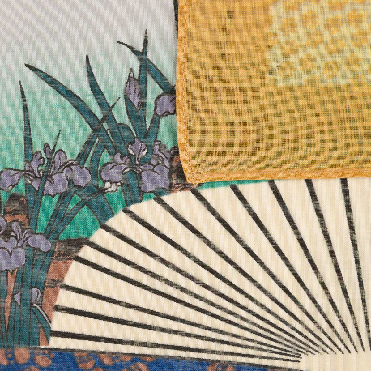 Ukiyo-e Motif Cotton Handkerchief - Ochre