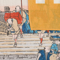 Ukiyo-e Motif Cotton Handkerchief - Gold