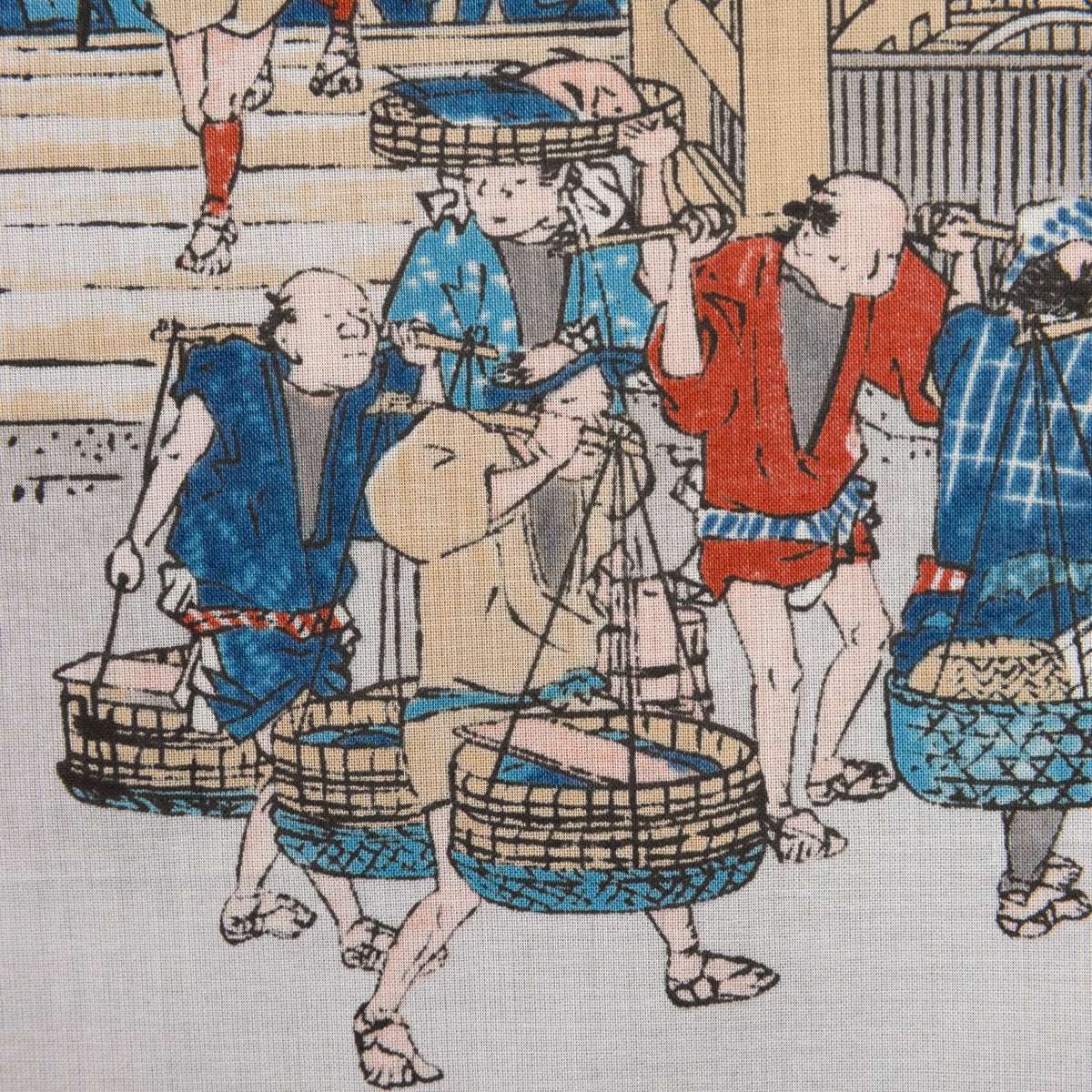 Ukiyo-e Motif Cotton Handkerchief - Gold