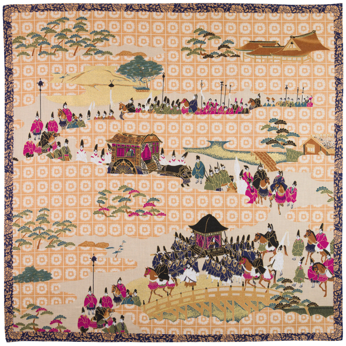 Kyoto Motif Cotton Handkerchief - Multicolor