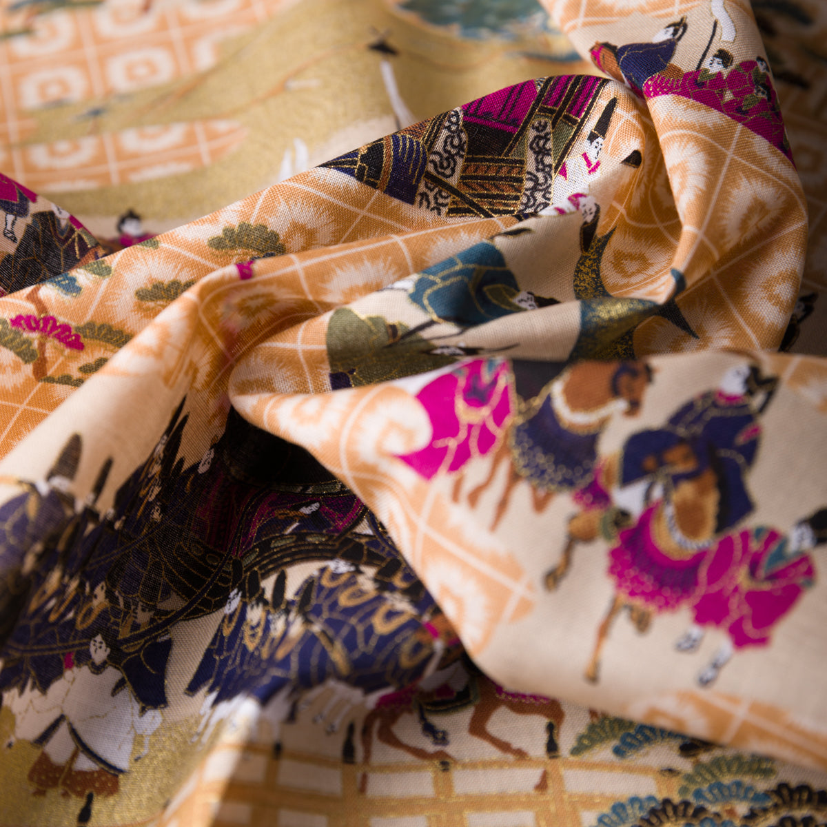 Kyoto Motif Cotton Handkerchief - Multicolor