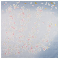 Floral Motif Cotton Handkerchief - Sky